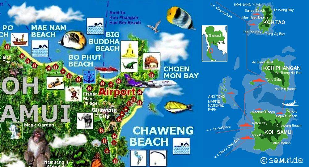 Karte Big Buddha Beach (Map Baan Bang Rak)