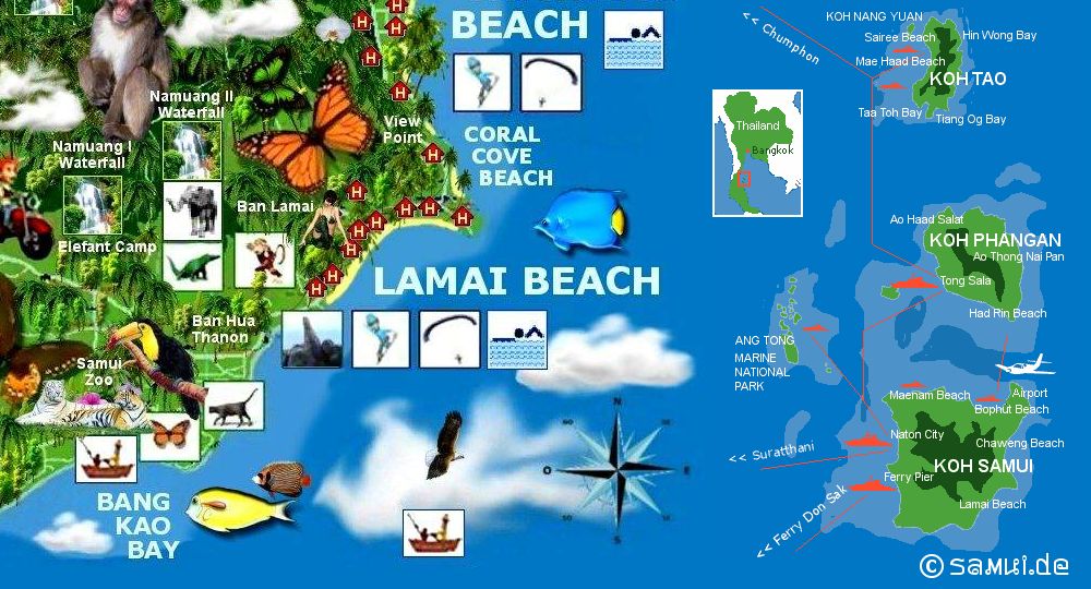 Lamai Karte (Map Lamai Beach)