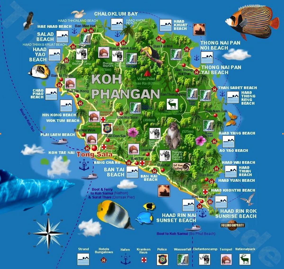 Koh Pha Ngan Inselkarte (Map Phangan Island)